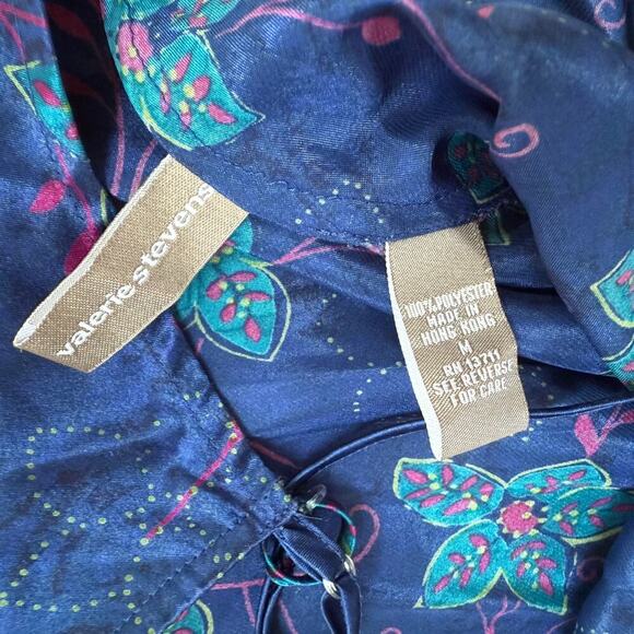 Valarie Stevens 90's Blue Floral Maxi Midi Slip Dress Size M Romantic Feminine - Picture 2 of 10